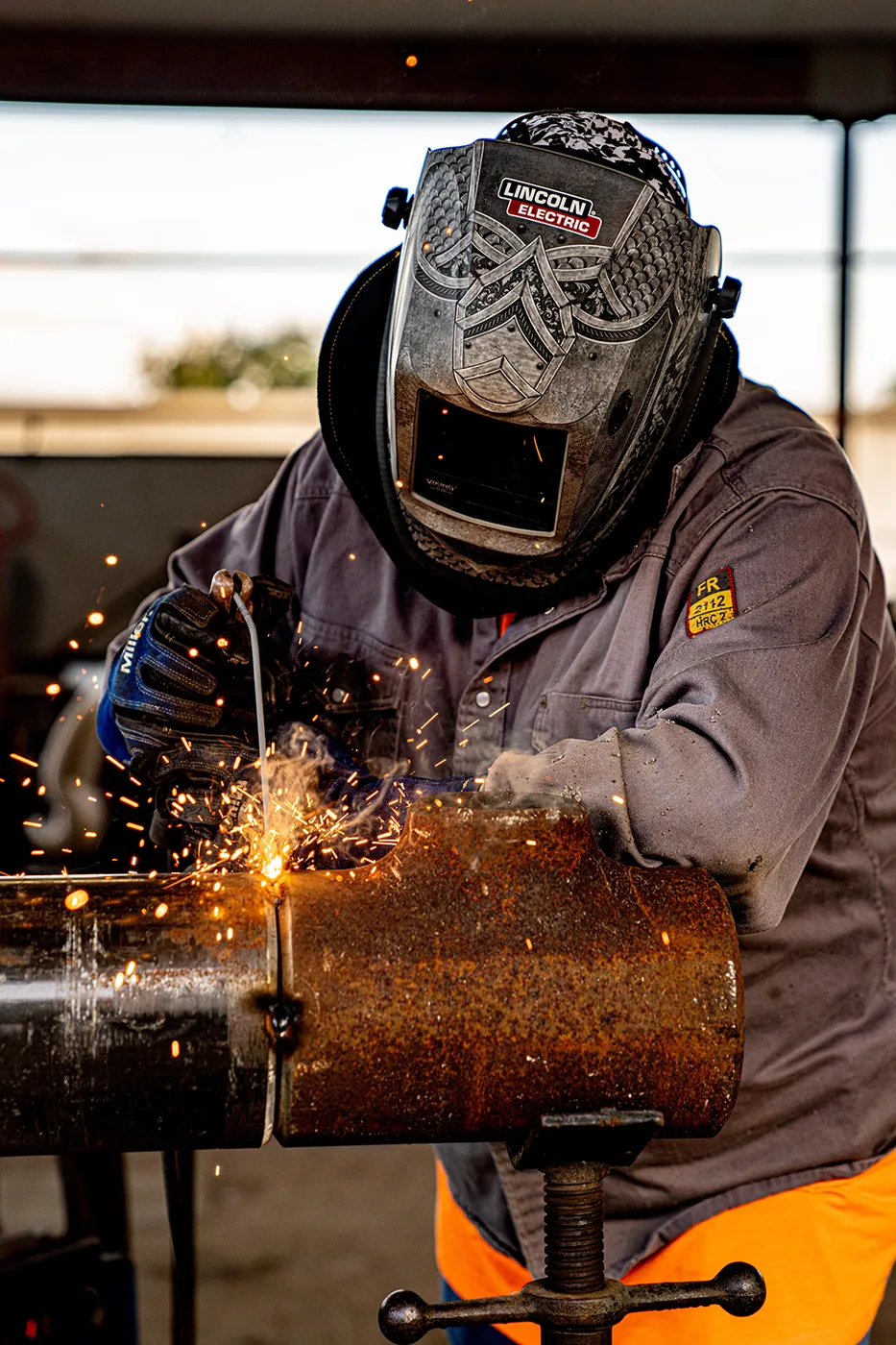 CCS Mechanical welder fabricating pipe at the Ocala, FL shop
