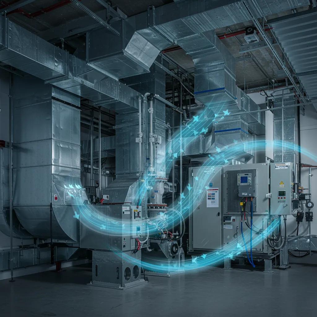 Visual representation of energy-efficient HVAC system with optimized airflow